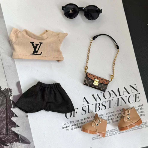 Labubu × LV Lazy Knit Style Crossbody Old-Style Bag + Wolf Skin Trendy Shoes